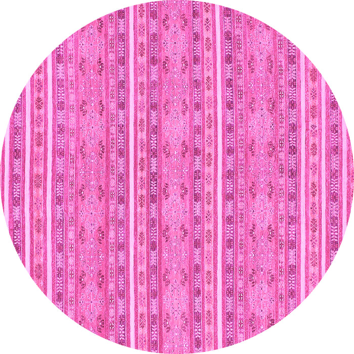 Round Machine Washable Abstract Pink Modern Rug, wshabs1455pnk