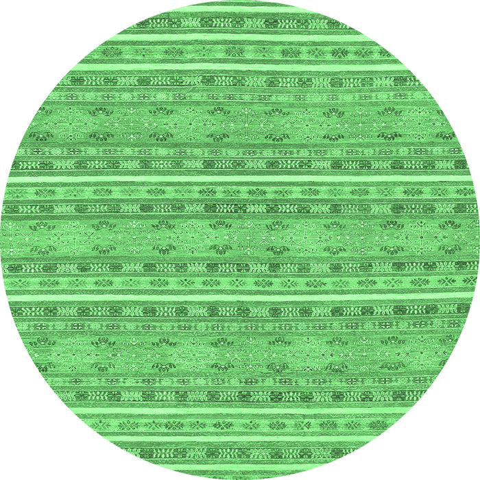 Round Machine Washable Abstract Emerald Green Modern Area Rugs, wshabs1455emgrn