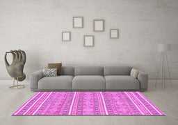 Machine Washable Abstract Purple Modern Area Rugs in a Living Room, wshabs1455pur