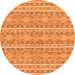 Round Machine Washable Abstract Orange Modern Area Rugs, wshabs1455org