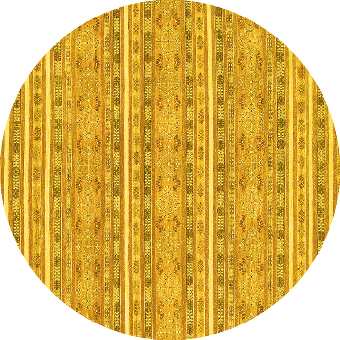 Round Machine Washable Abstract Yellow Modern Rug, wshabs1455yw