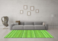 Machine Washable Abstract Green Modern Rug, wshabs1455grn