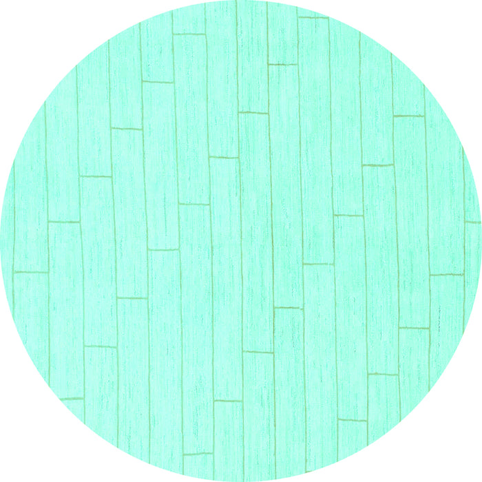 Round Machine Washable Solid Turquoise Modern Area Rugs, wshabs1456turq