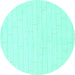 Round Solid Turquoise Modern Rug, abs1456turq