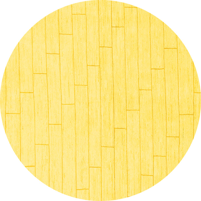 Round Machine Washable Solid Yellow Modern Rug, wshabs1456yw