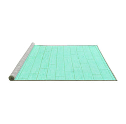 Sideview of Machine Washable Solid Turquoise Modern Area Rugs, wshabs1456turq