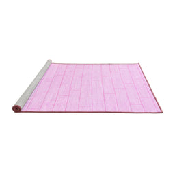 Sideview of Machine Washable Solid Pink Modern Rug, wshabs1456pnk