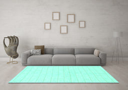 Machine Washable Solid Turquoise Modern Area Rugs in a Living Room,, wshabs1456turq