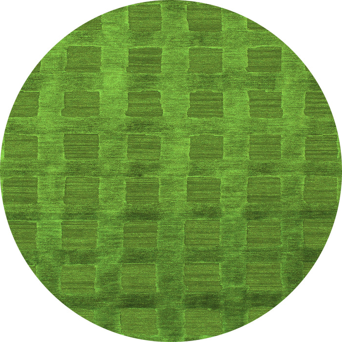 Round Machine Washable Abstract Green Modern Area Rugs, wshabs1457grn