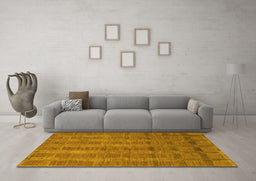 Machine Washable Abstract Yellow Modern Rug in a Living Room, wshabs1457yw