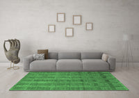 Machine Washable Abstract Emerald Green Modern Rug, wshabs1457emgrn