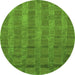 Round Abstract Green Modern Rug, abs1457grn