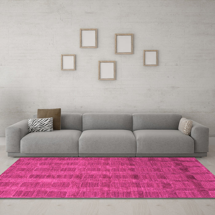 Machine Washable Abstract Pink Modern Rug in a Living Room, wshabs1457pnk