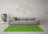 Machine Washable Abstract Green Modern Rug, wshabs1457grn