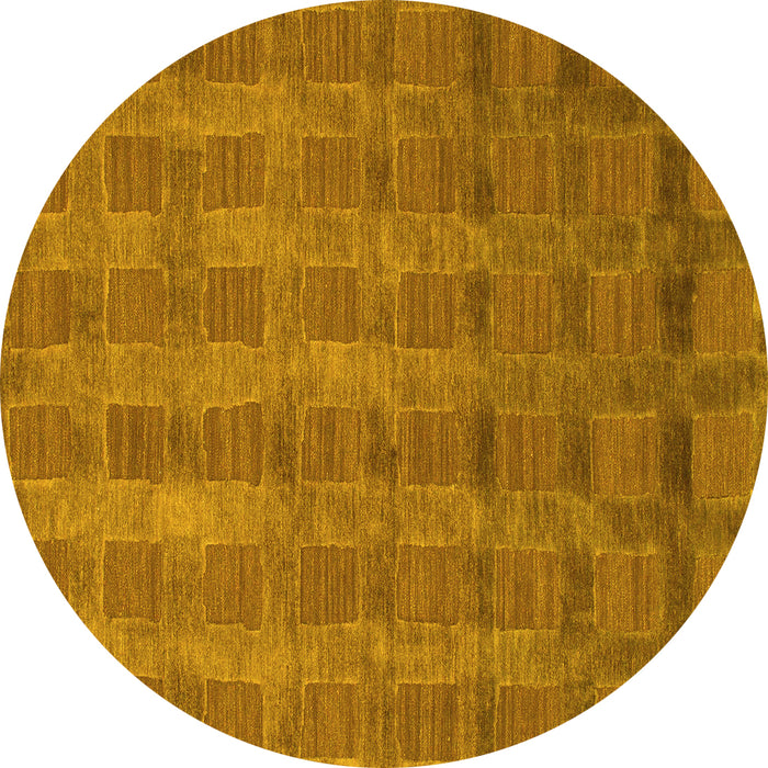 Round Machine Washable Abstract Yellow Modern Rug, wshabs1457yw