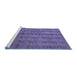 Sideview of Machine Washable Abstract Blue Modern Rug, wshabs1457blu