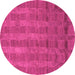 Round Machine Washable Abstract Pink Modern Rug, wshabs1457pnk