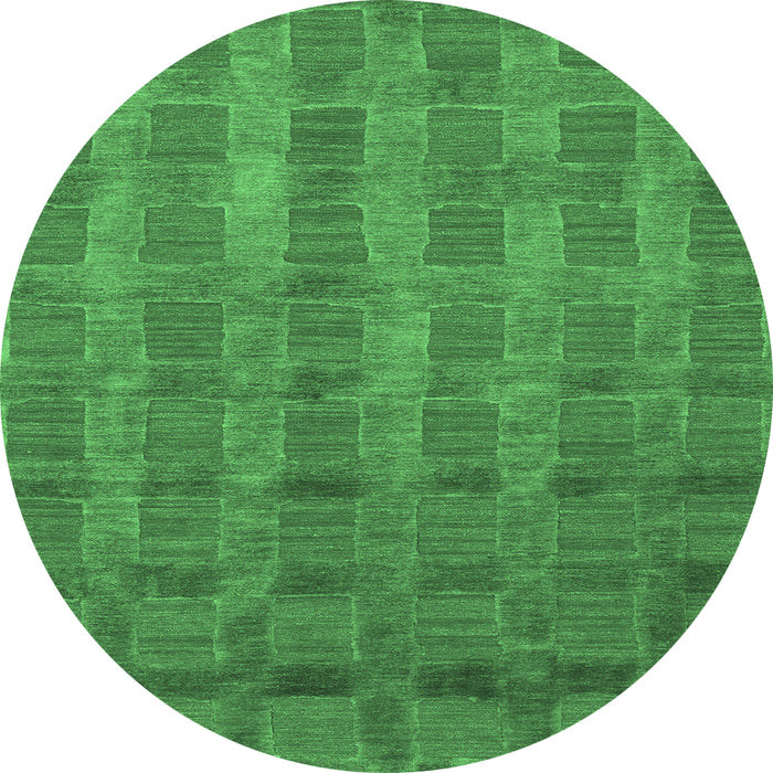 Round Abstract Emerald Green Modern Rug, abs1457emgrn