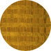 Round Abstract Yellow Modern Rug, abs1457yw