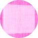 Round Solid Pink Modern Rug, abs1458pnk