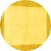 Round Machine Washable Solid Yellow Modern Rug, wshabs1458yw