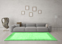 Machine Washable Solid Emerald Green Modern Rug, wshabs1458emgrn