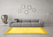 Machine Washable Solid Yellow Modern Rug in a Living Room, wshabs1458yw