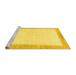 Sideview of Machine Washable Solid Yellow Modern Rug, wshabs1458yw