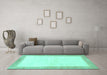 Machine Washable Solid Turquoise Modern Area Rugs in a Living Room,, wshabs1458turq