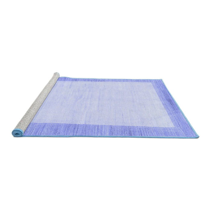 Sideview of Machine Washable Solid Blue Modern Rug, wshabs1458blu