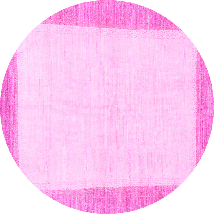 Round Machine Washable Solid Pink Modern Rug, wshabs1458pnk
