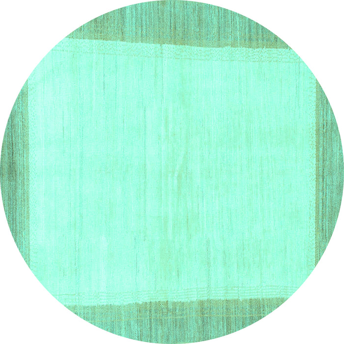 Round Solid Turquoise Modern Rug, abs1458turq