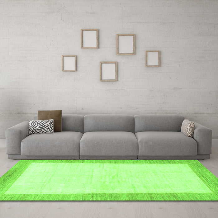 Machine Washable Solid Green Modern Area Rugs in a Living Room,, wshabs1458grn