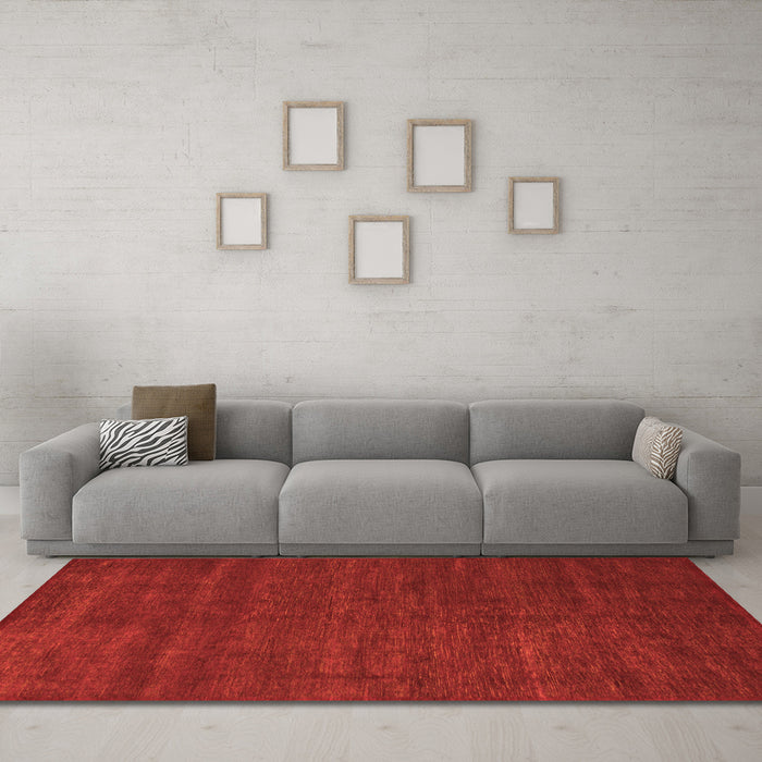 Machine Washable Abstract Orange Modern Area Rugs in a Living Room, wshabs1459org