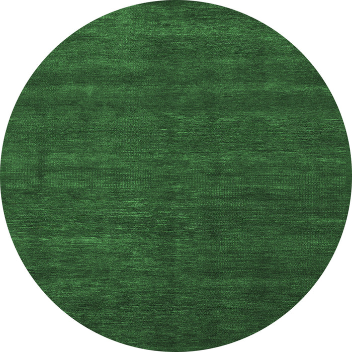 Round Machine Washable Abstract Emerald Green Modern Area Rugs, wshabs1459emgrn