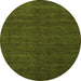 Round Abstract Green Modern Rug, abs1459grn