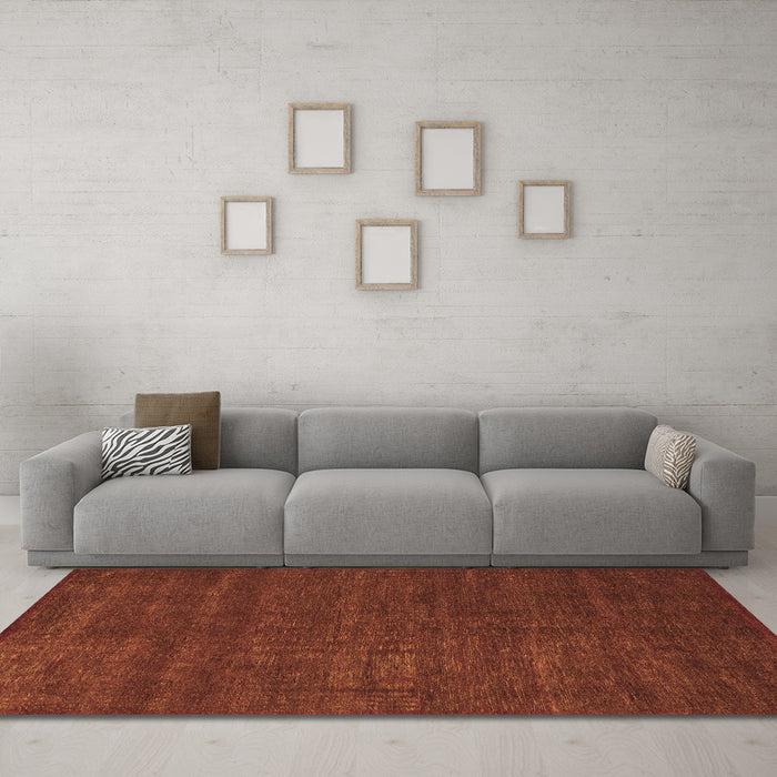 Machine Washable Abstract Brown Modern Rug in a Living Room,, wshabs1459brn