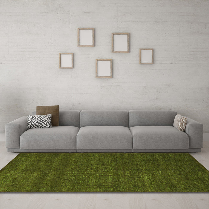 Machine Washable Abstract Green Modern Area Rugs in a Living Room,, wshabs1459grn