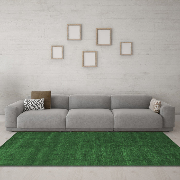 Machine Washable Abstract Emerald Green Modern Area Rugs in a Living Room,, wshabs1459emgrn