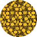 Round Machine Washable Abstract Yellow Modern Rug, wshabs145yw