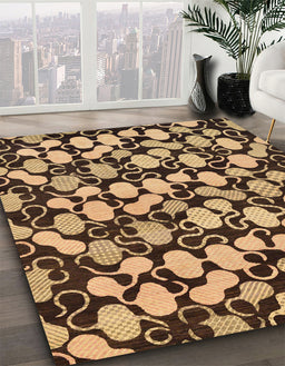 Machine Washable Abstract Bakers Brown Rug in a Family Room, wshabs145