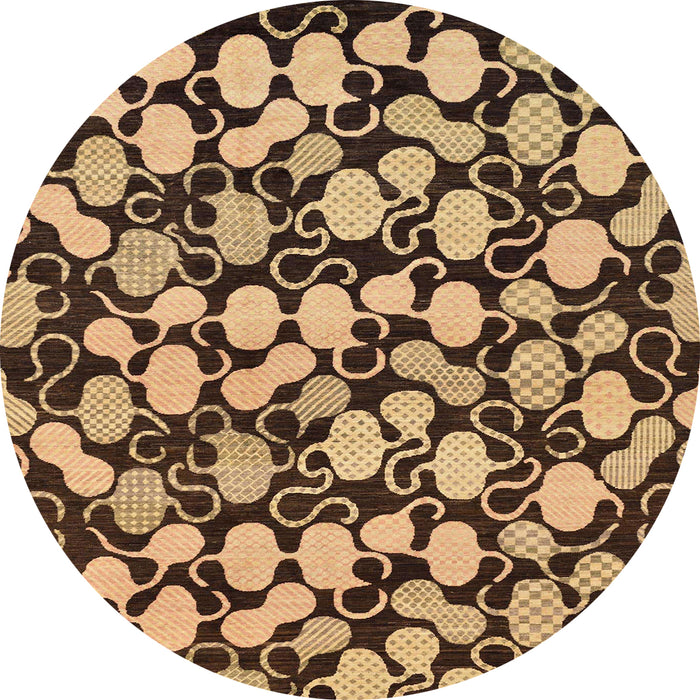 Round Abstract Bakers Brown Modern Rug, abs145
