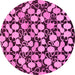 Round Machine Washable Abstract Pink Modern Rug, wshabs145pnk