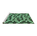 Sideview of Machine Washable Abstract Turquoise Modern Area Rugs, wshabs145turq