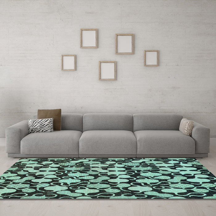 Machine Washable Abstract Light Blue Modern Rug in a Living Room, wshabs145lblu