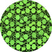 Round Machine Washable Abstract Green Modern Area Rugs, wshabs145grn