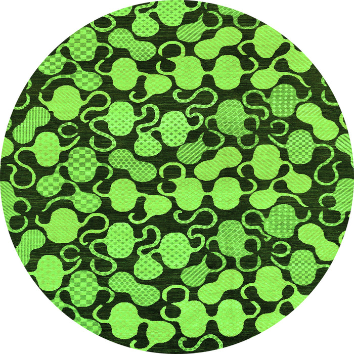 Round Abstract Green Modern Rug, abs145grn