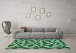 Machine Washable Abstract Turquoise Modern Area Rugs in a Living Room,, wshabs145turq