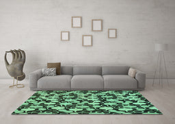 Machine Washable Abstract Turquoise Modern Area Rugs in a Living Room,, wshabs145turq