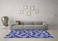 Machine Washable Abstract Blue Modern Rug, wshabs145blu